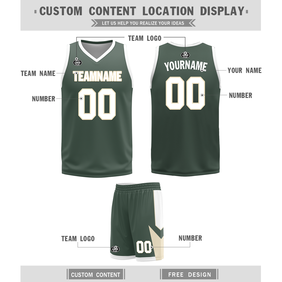 Custom White Green Classic Style Reversible Basketball Uniform Personalized BBJR-D017010