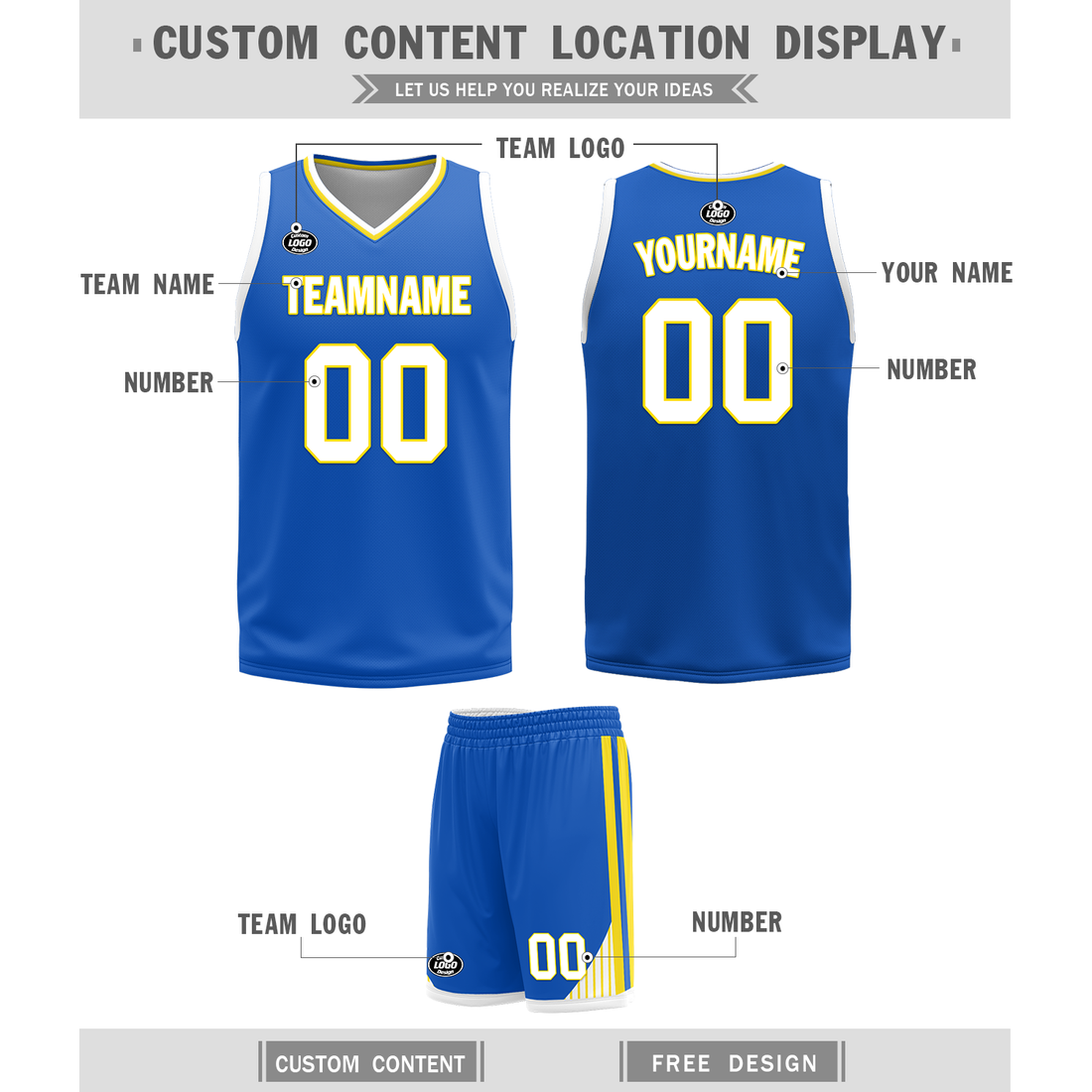 Custom White Blue Classic Style Reversible Basketball Uniform Personalized BBJR-D017004