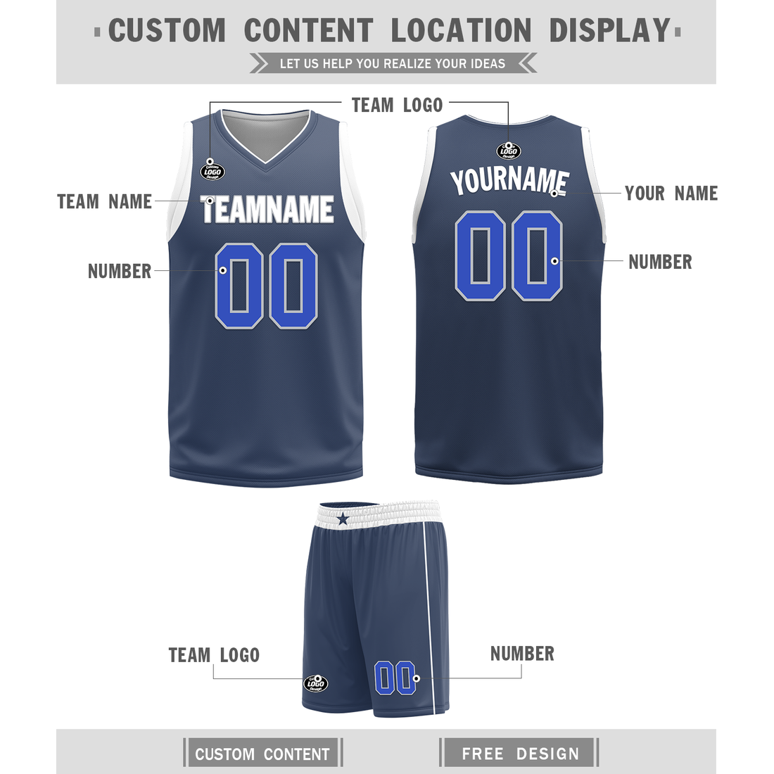 Custom White Blue Classic Style Reversible Basketball Uniform Personalized BBJR-D017054