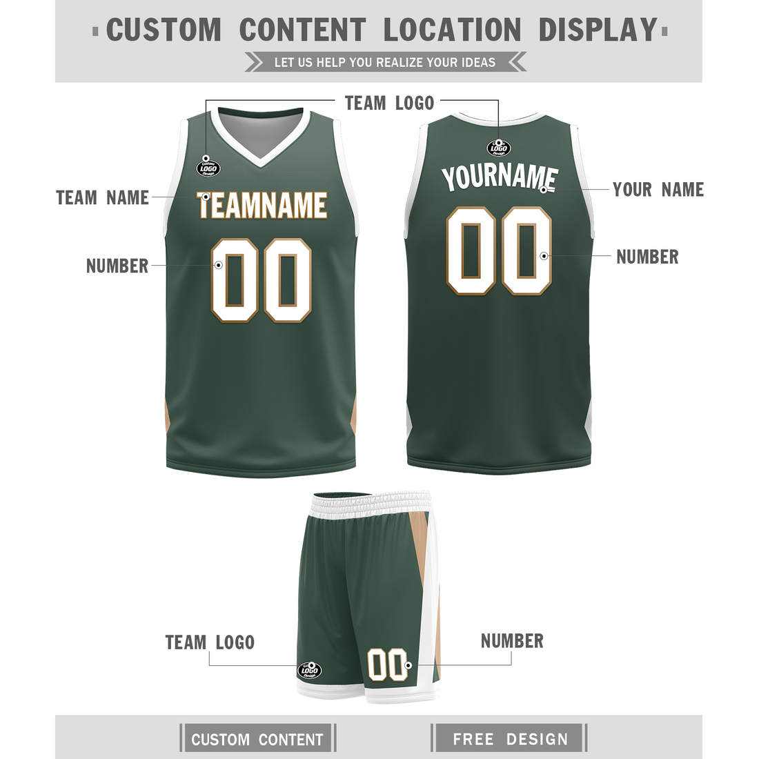 Custom White Green Classic Style Reversible Basketball Uniform Personalized BBJR-D017002