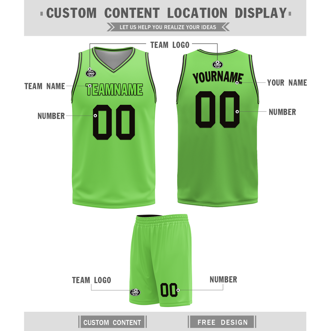 Custom Black Green Classic Style Reversible Basketball Uniform Personalized BBJR-D017049