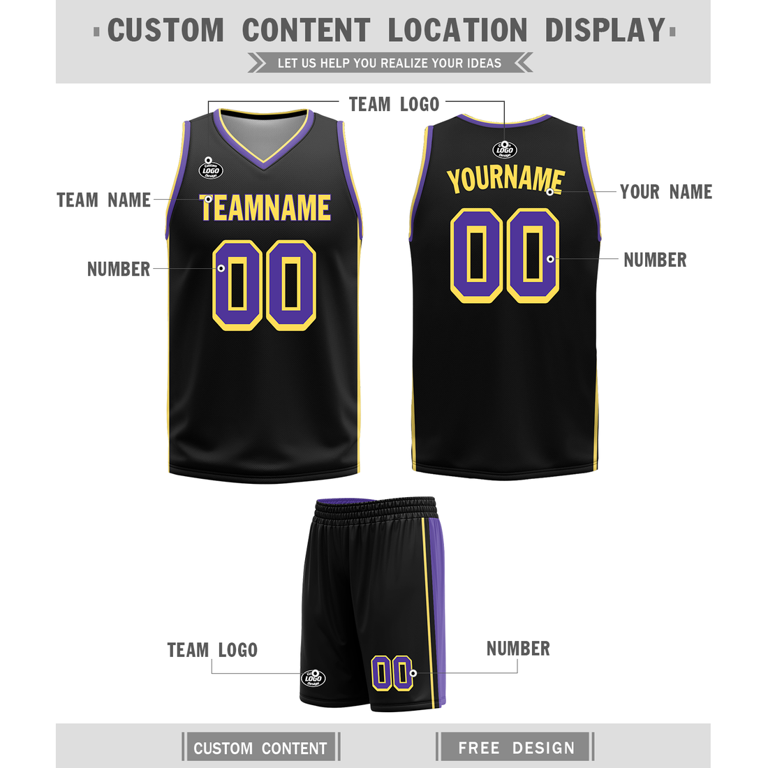 Custom Purple Black Classic Style Reversible Basketball Uniform Personalized BBJR-D017033