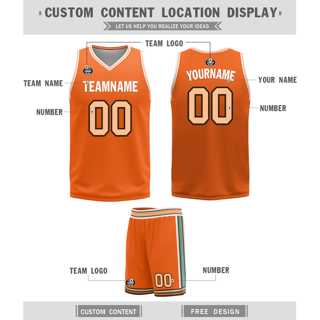 Custom White Orange Classic Style Reversible Basketball Uniform Personalized BBJR-D017052