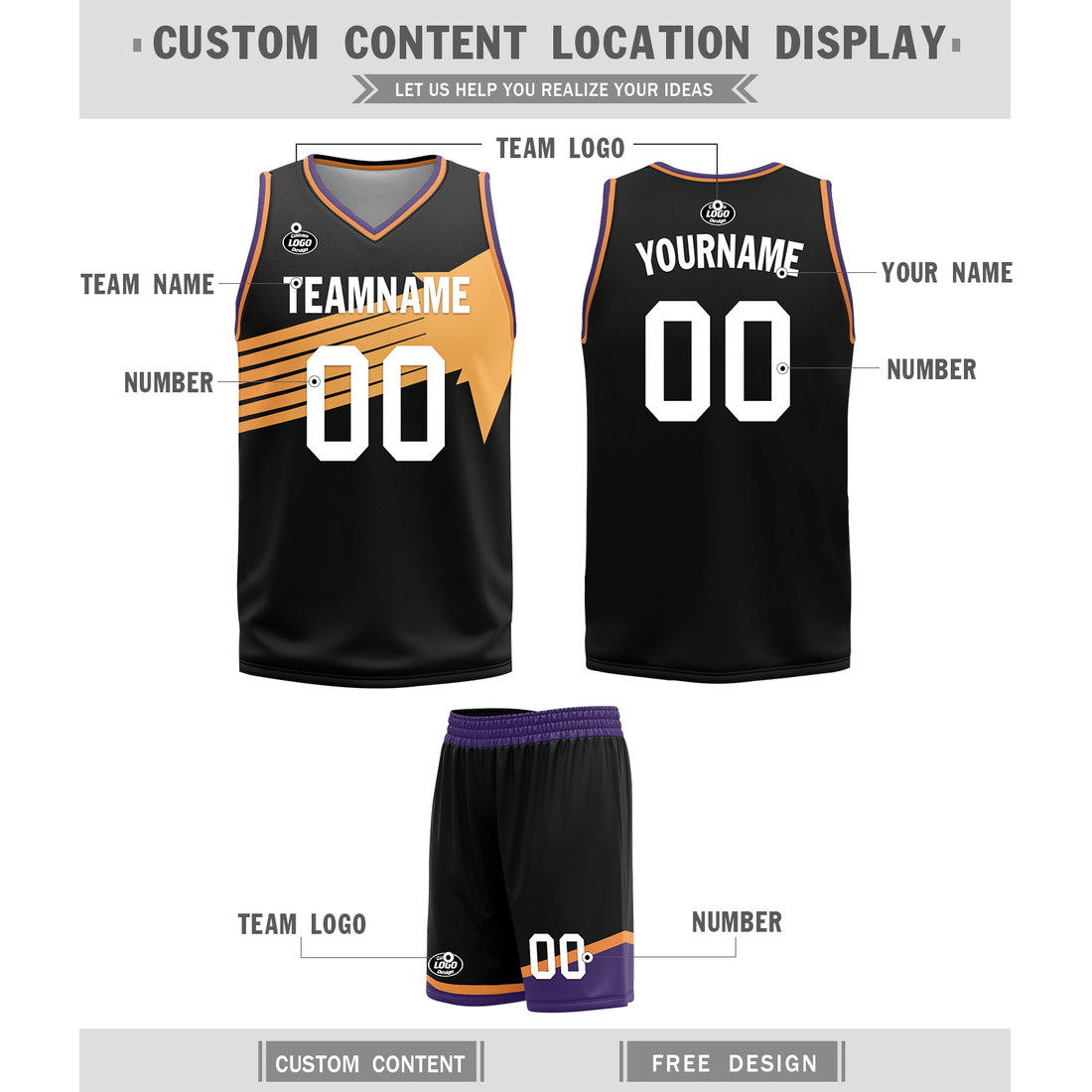 Custom Purple Black Classic Style Reversible Basketball Uniform Personalized BBJR-D017058