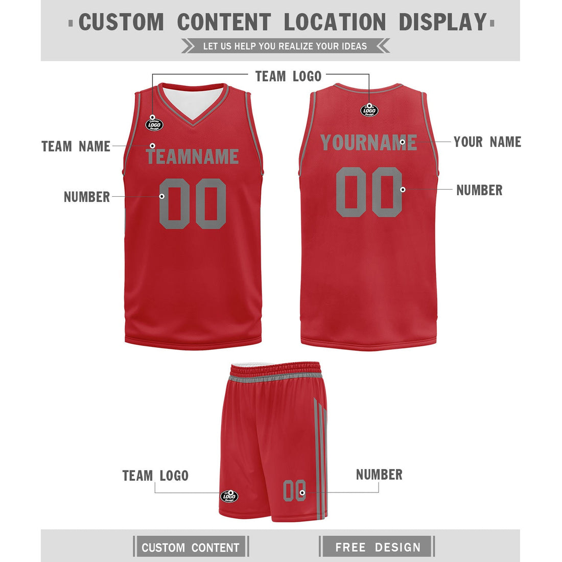 Custom Red Classic Style Sports Uniform Basketball Jersey BBJ01-D020105-1