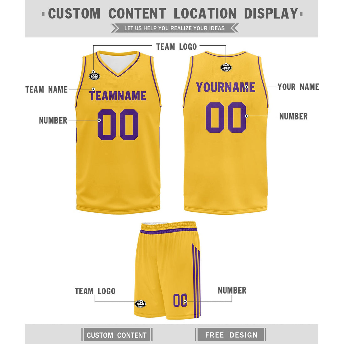 Custom Yellow Classic Style Sports Uniform Basketball Jersey BBJ01-D020105-15