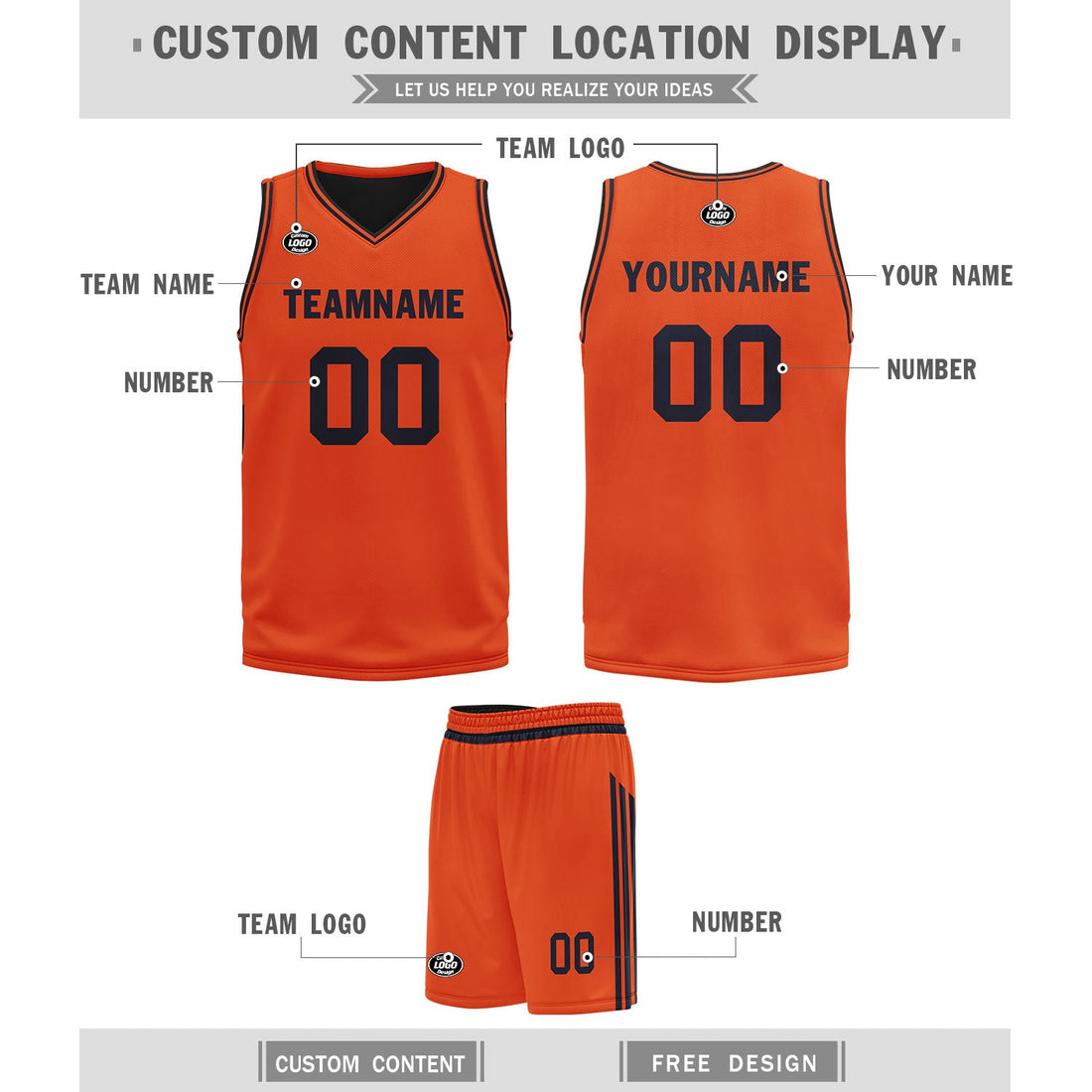 Custom Orange Classic Style Sports Uniform Basketball Jersey BBJ01-D020105-8