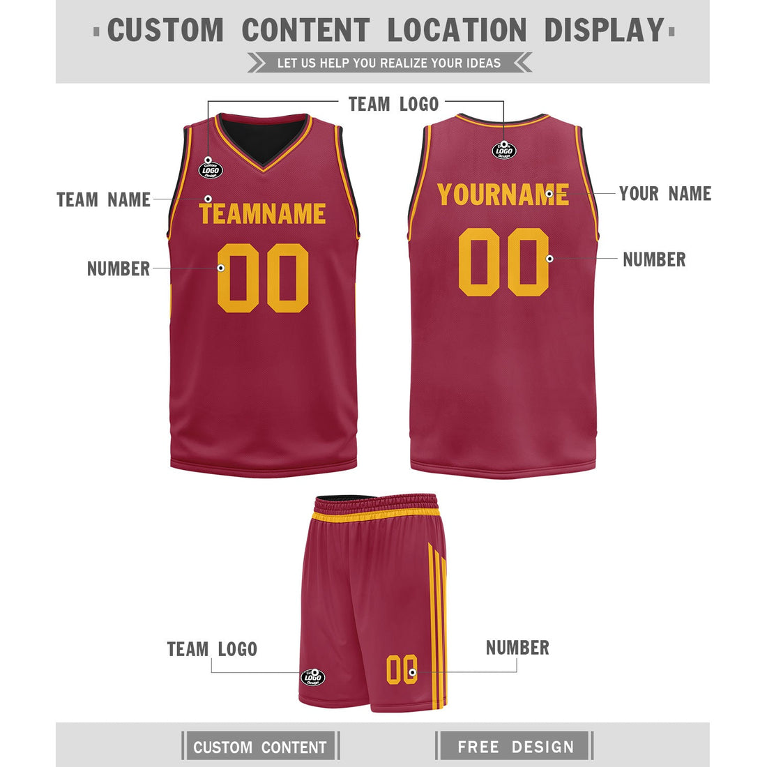 Custom Red Classic Style Sports Uniform Basketball Jersey BBJ01-D020105-2