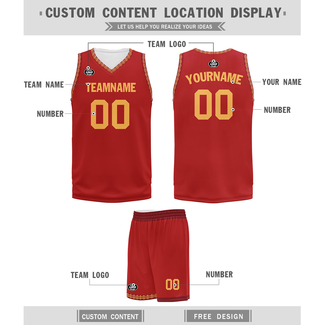 Custom Red Yellow Classic Style Sports Uniform Basketball Jersey BBJ01-bd0a70aa