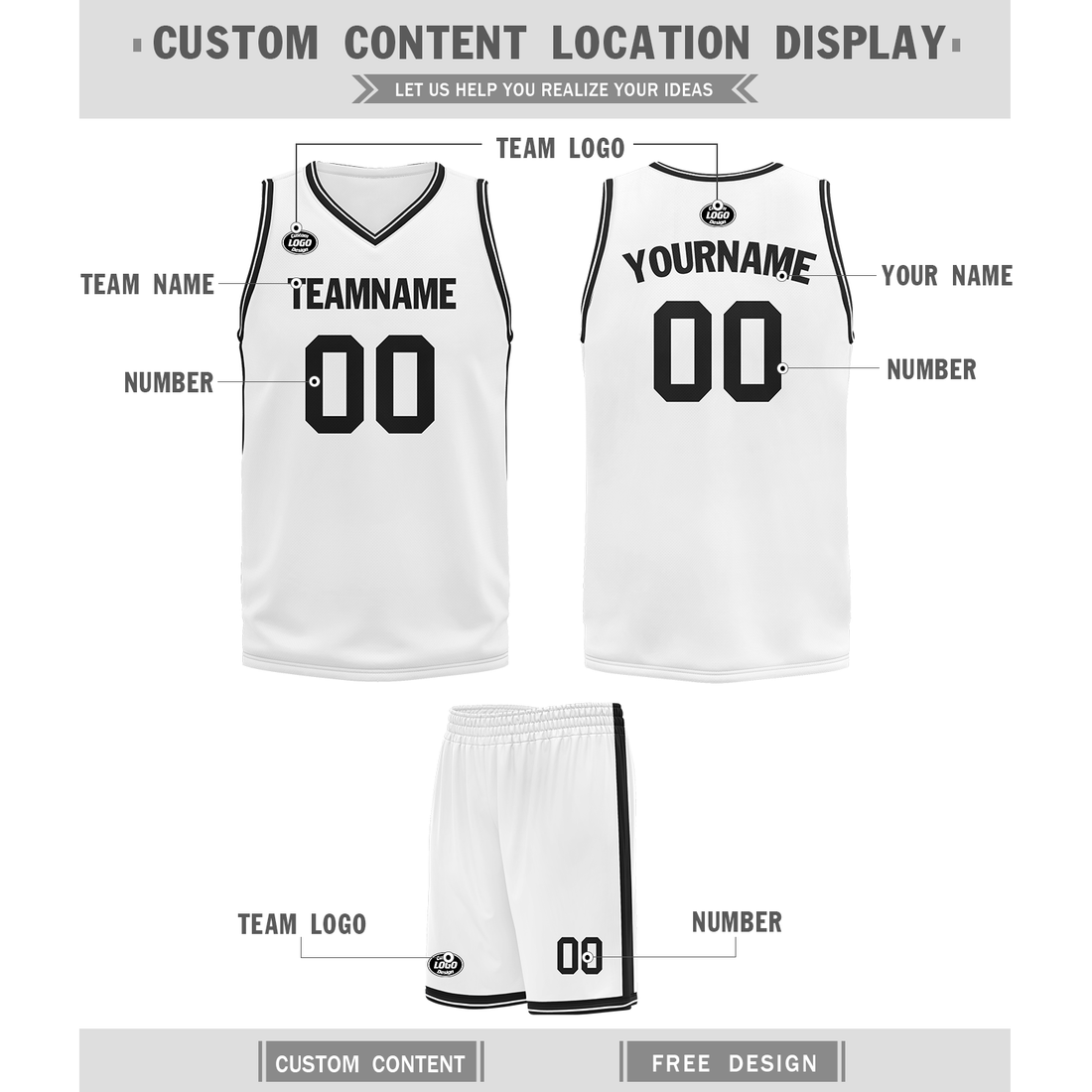 Custom White Black Classic Style Sports Uniform Basketball Jersey BBJ01-bd0a7008