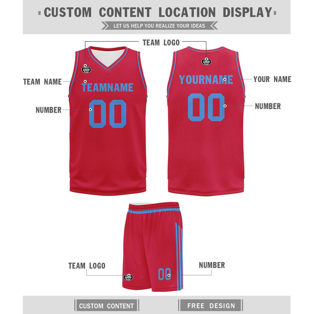 Custom Red Classic Style Sports Uniform Basketball Jersey BBJ01-D020105-23