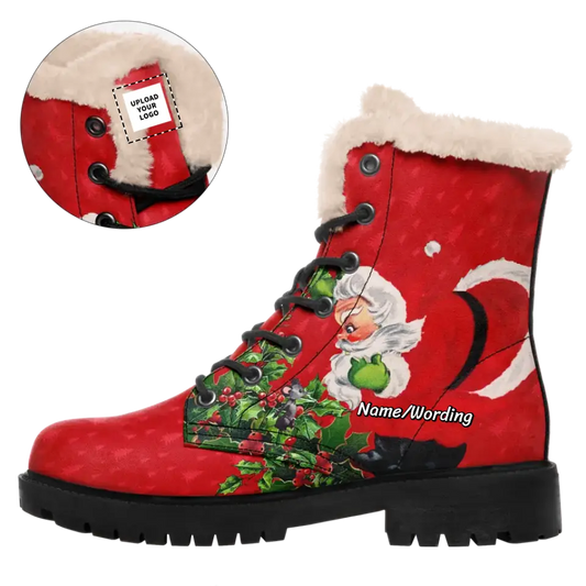 Personalized Christmas Boots, Custom Warm-Fur Boots, Santa, Xmas Boots,WB-23020182