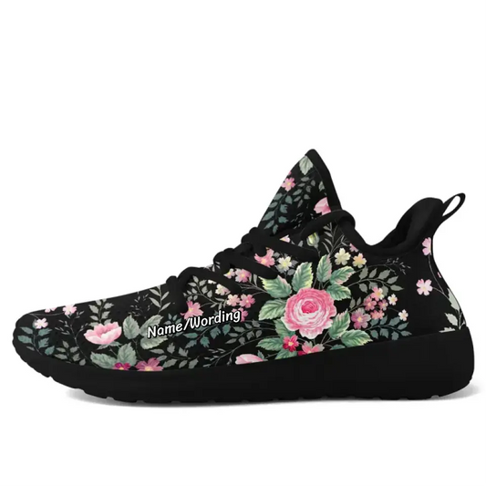Personalized Floral Design Sneakers, Custom Small Flower Design Shoes, Comfortable Walking Shoes,FN-051-23023001