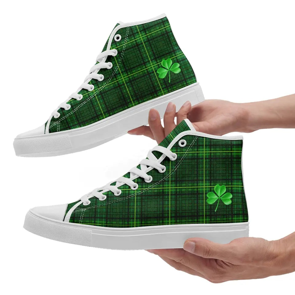 Personalized Lucky Design Sneakers, Custom Green High-Top Shoes, Casual Shoes Gift,FN024-24025069