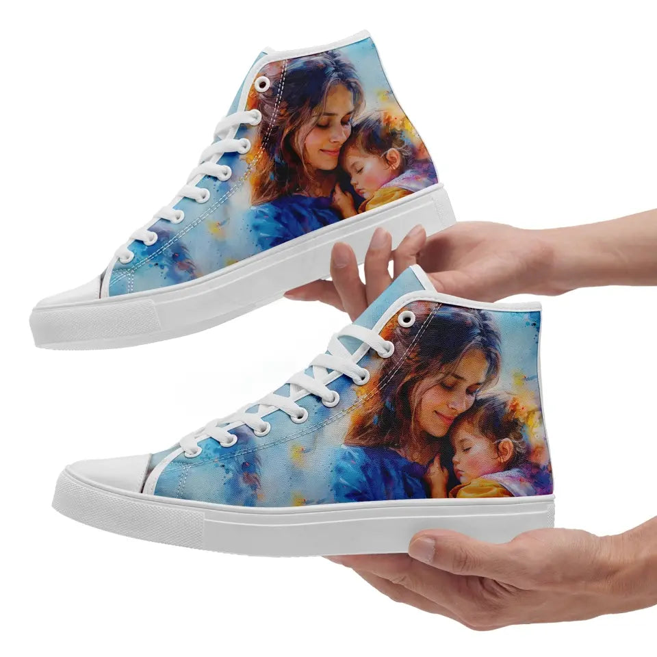 Personalized MaMa Design Sneakers, Custom High-Top Shoes, Mother's Day Gift.