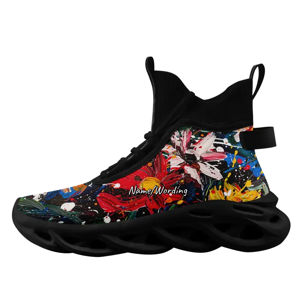 Luxury Gifts,Personalized Floral Design Sneakers, Custom Breathable an