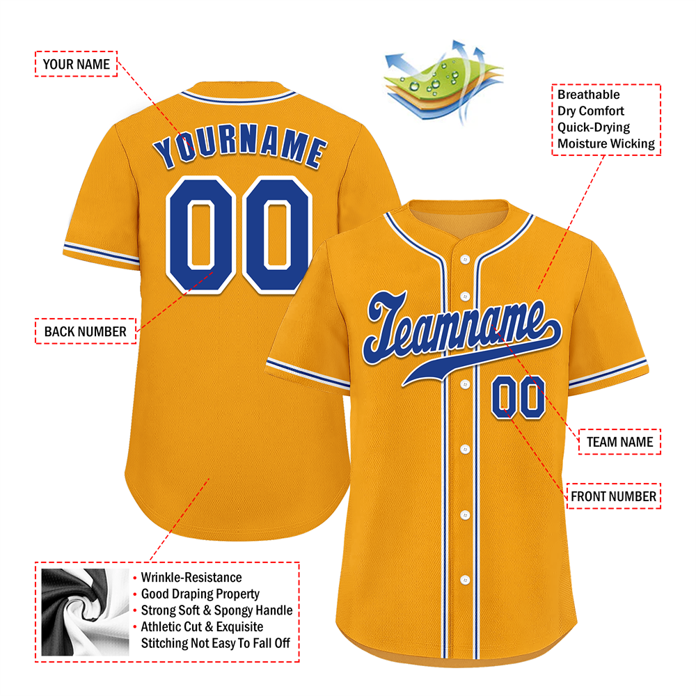 Corporate Gifts,Custom Yellow Classic Style Blue Authentic Baseball Jersey