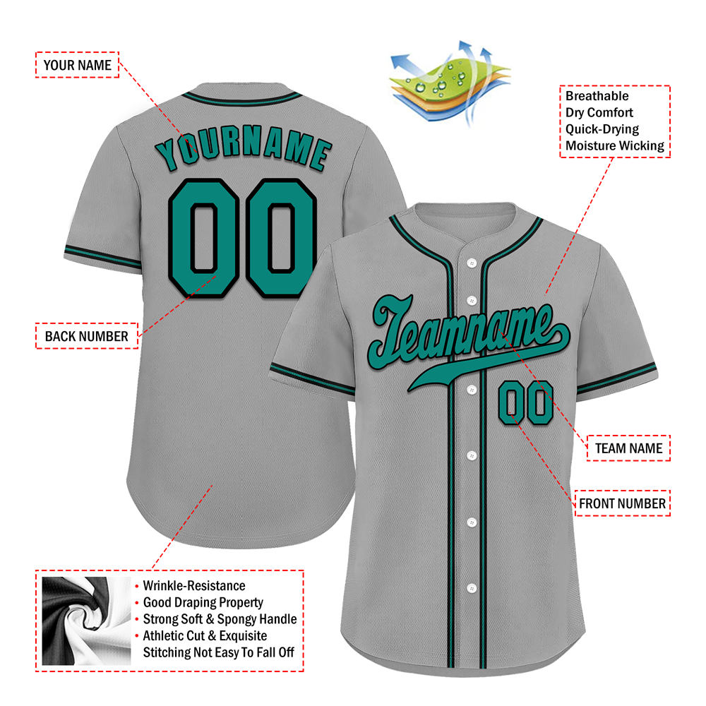 Corporate Gifts,Custom Grey Classic Style Green Authentic Baseball Jersey