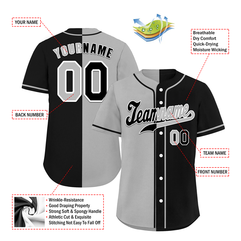 Corporate Gifts,Custom Grey Black Gradient Fashion Black Authentic Baseball Jersey