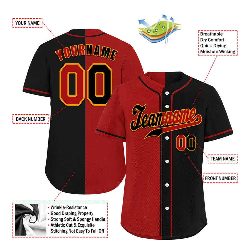 Corporate Gifts,Custom Red Black Gradient Fashion Black Authentic Baseball Jersey