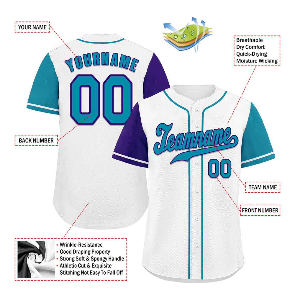 Custom White Two Tone Aqua Authentic Baseball Jersey
