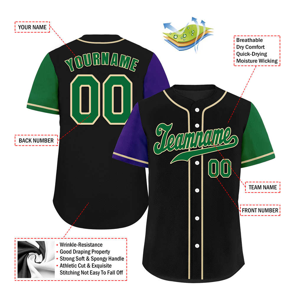 Custom Black Two Tone Green Authentic Baseball Jersey