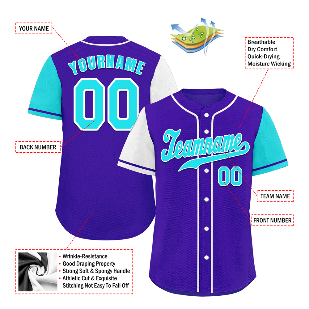 Custom Blue Two Tone Aqua Authentic Baseball Jersey