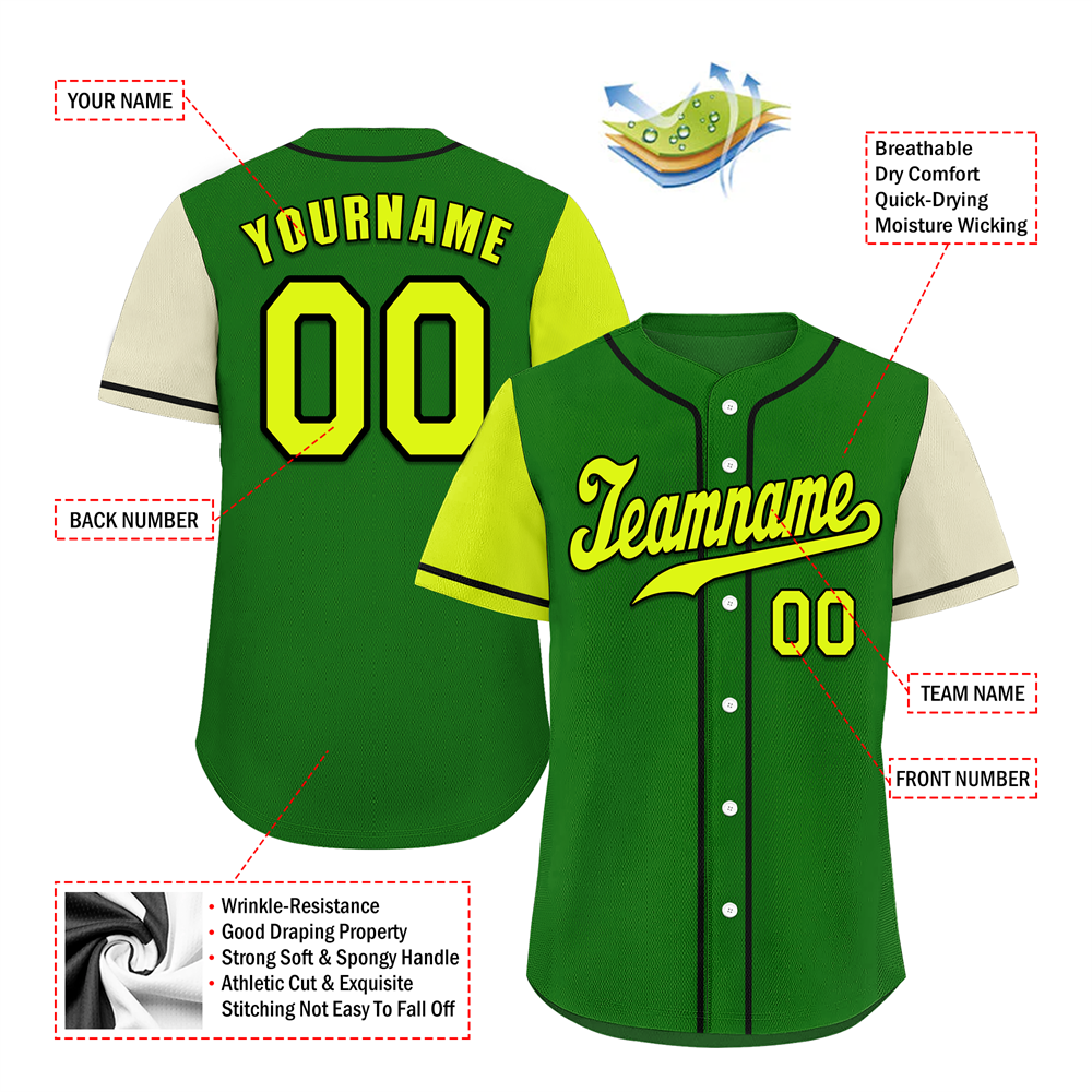 Custom Green Two Tone Yellow Authentic Baseball Jersey