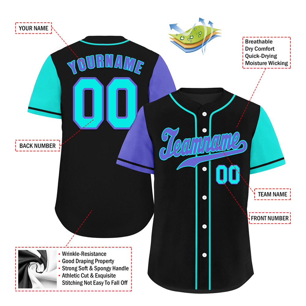 Custom Black Two Tone Purple Authentic Baseball Jersey