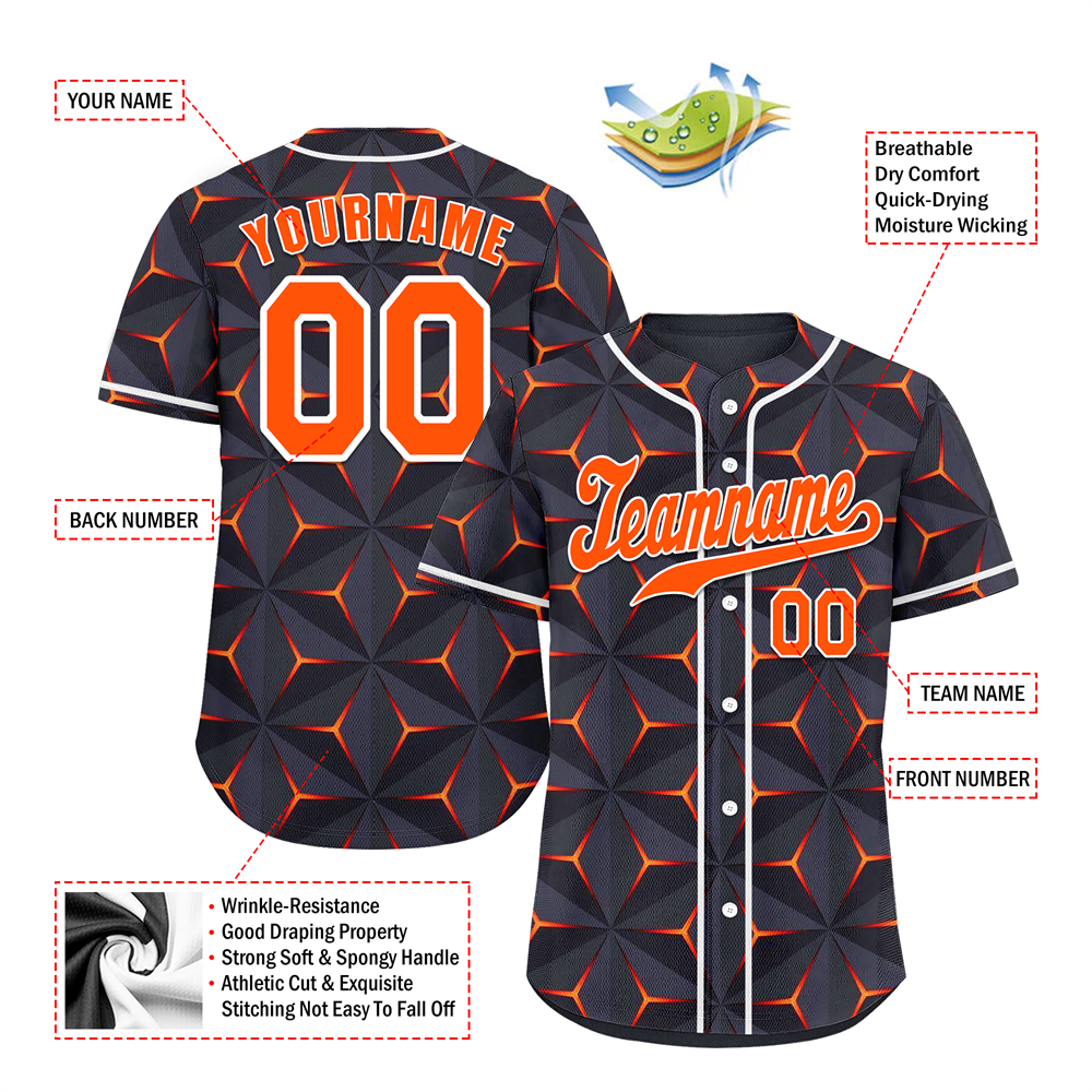 Custom Black 3D Pattern Orange Authentic Baseball Jersey BSBJ0a-bc0fbdd