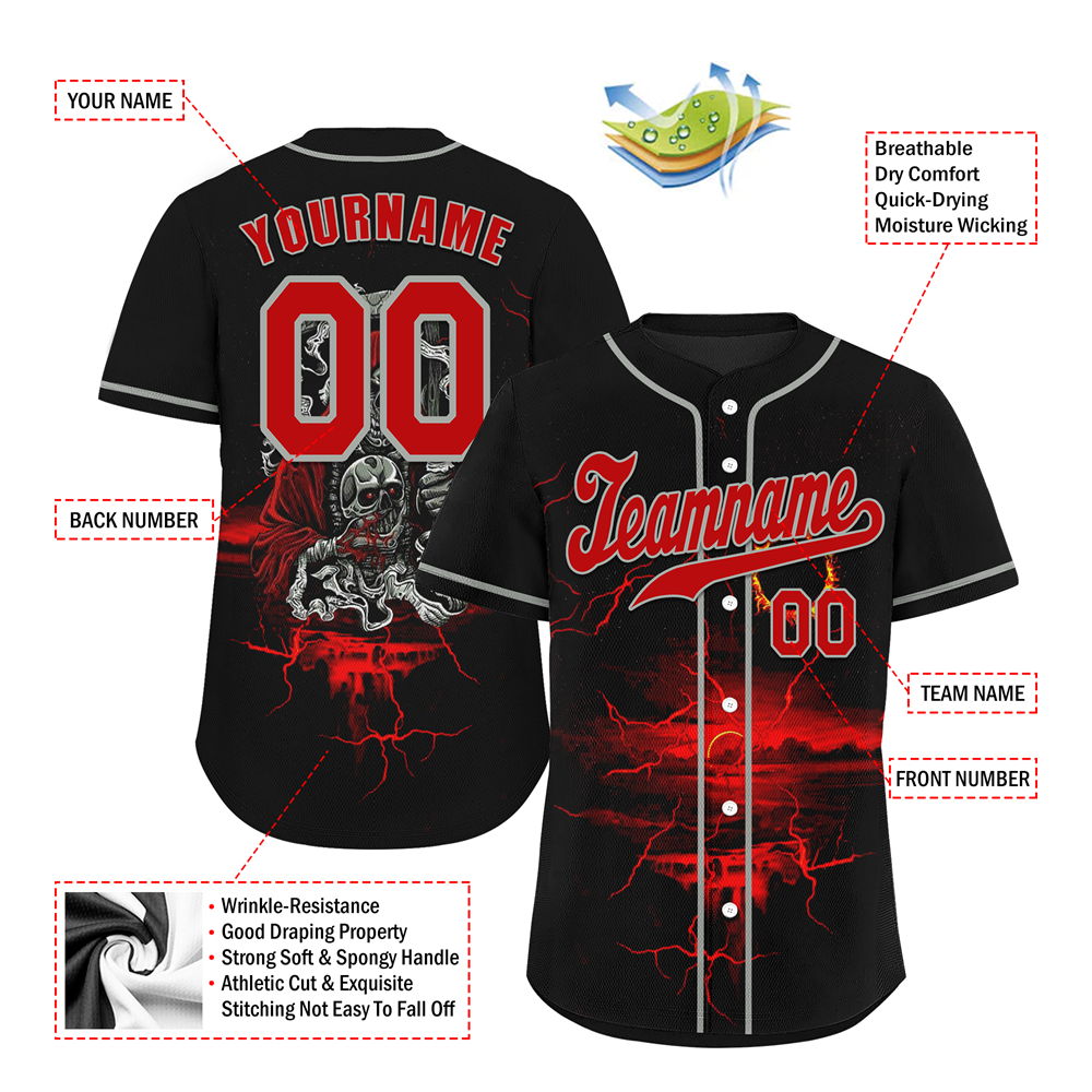 Custom Black Red Skull Fashion Red Authentic Baseball Jersey BSBJ0a-bc0fb9a