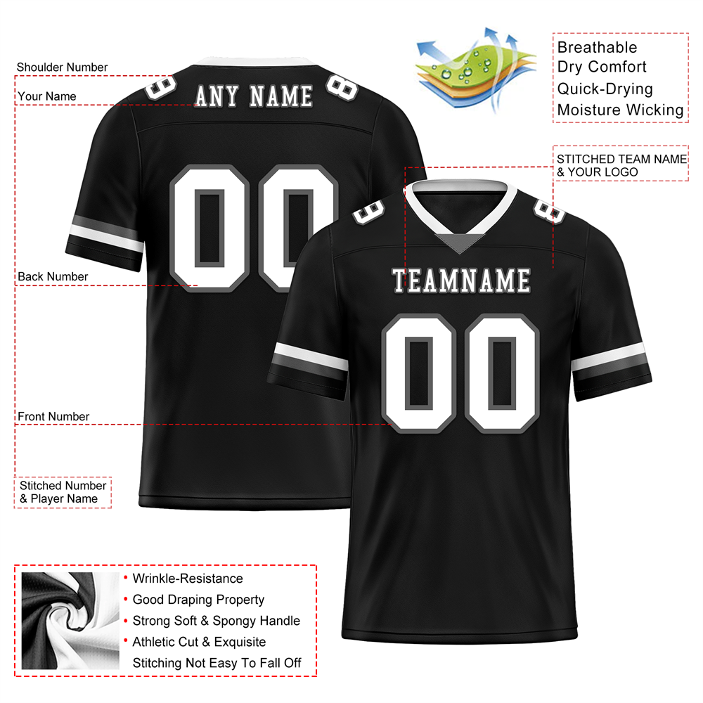 Custom Black Classic Style White Personalized Authentic Football Jersey FBJ02-bc0f00a