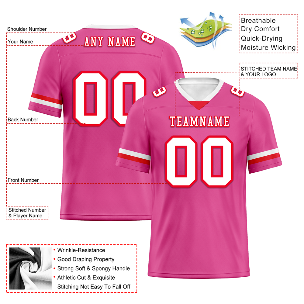 Custom Pink Classic Style White Personalized Authentic Football Jersey FBJ02-bc0f00b