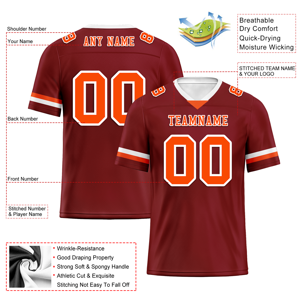 Custom Brown Classic Style Orange Personalized Authentic Football Jersey FBJ02-bc0f00d