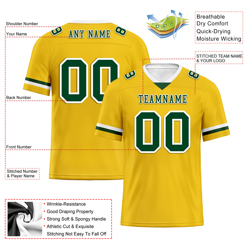 Custom Yellow Classic Style Green Personalized Authentic Football Jersey FBJ02-bc0f007