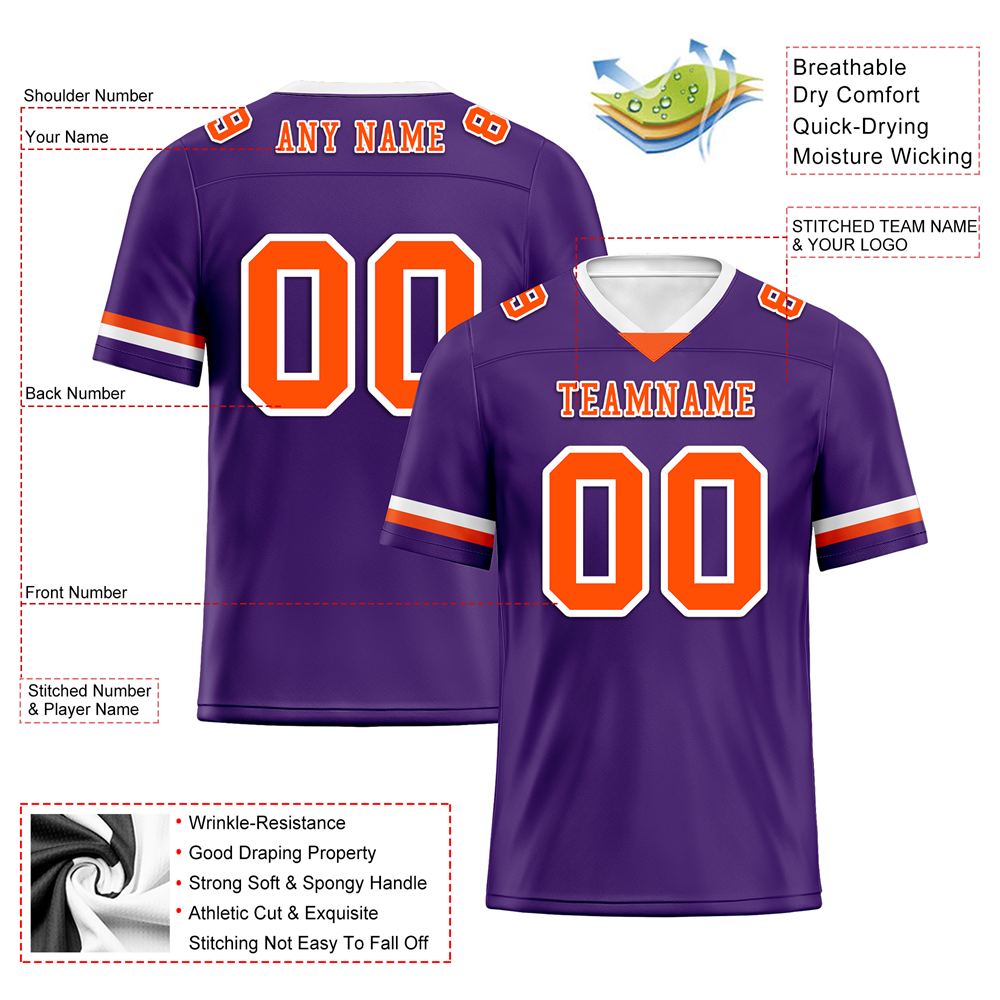 Custom Purple Classic Style Orange Personalized Authentic Football Jersey FBJ02-bc0f008
