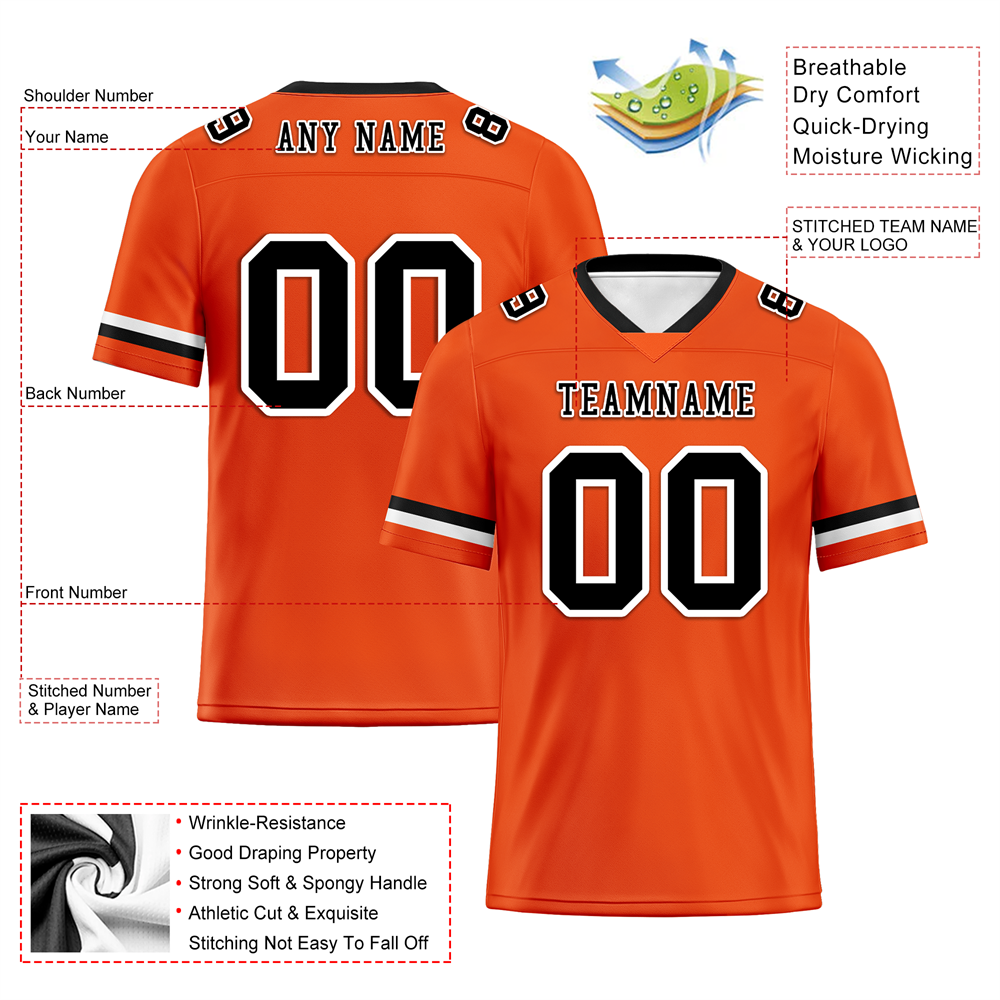 Custom Orange Classic Style Black Personalized Authentic Football Jersey FBJ02-bc0f0a0