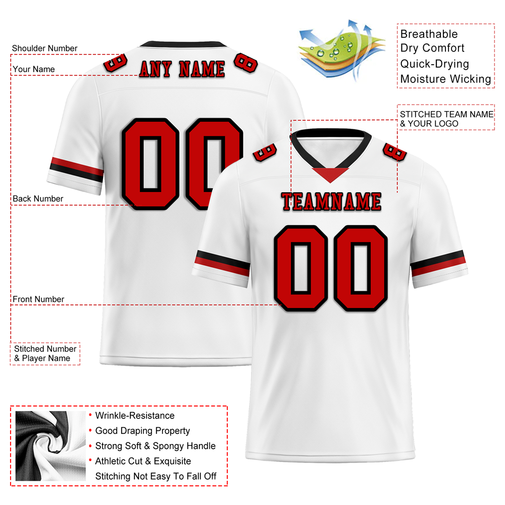 Custom White Classic Style Red Personalized Authentic Football Jersey FBJ02-bc0f0ab