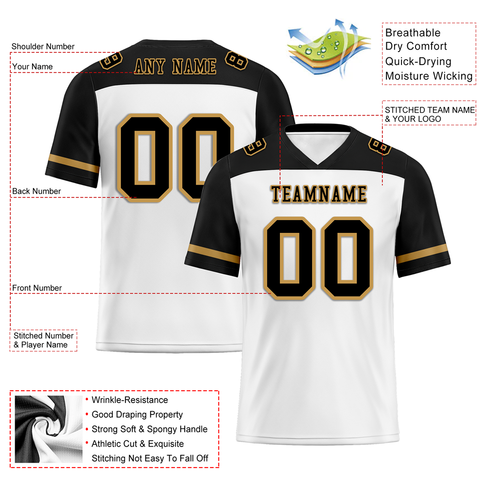 Custom White Black Raglan Sleeves Black Personalized Authentic Football Jersey FBJ02-bc0f0a8