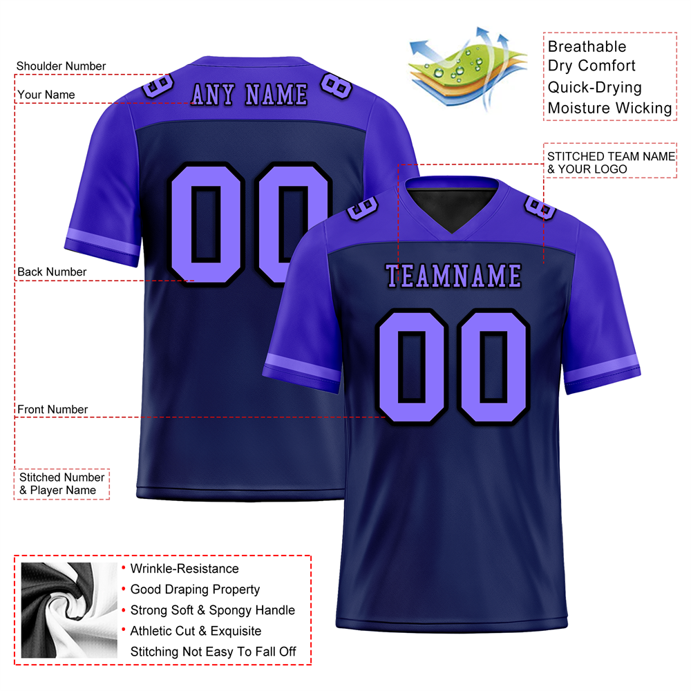 Custom Black Purple Raglan Sleeves Purple Personalized Authentic Football Jersey FBJ02-bc0f0c0