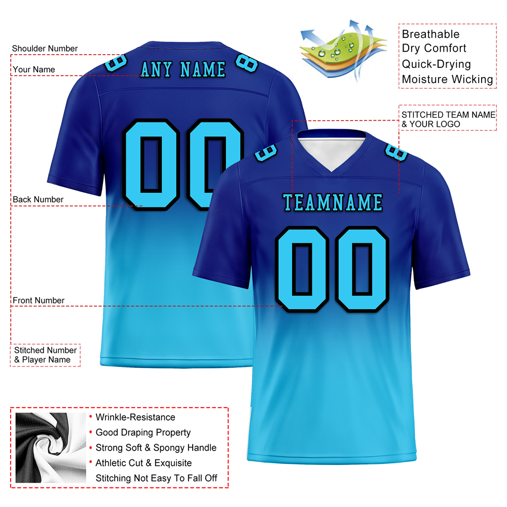 Custom Blue Aqua Fade Fashion Aqua Personalized Authentic Football Jersey FBJ02-bc0f0ce