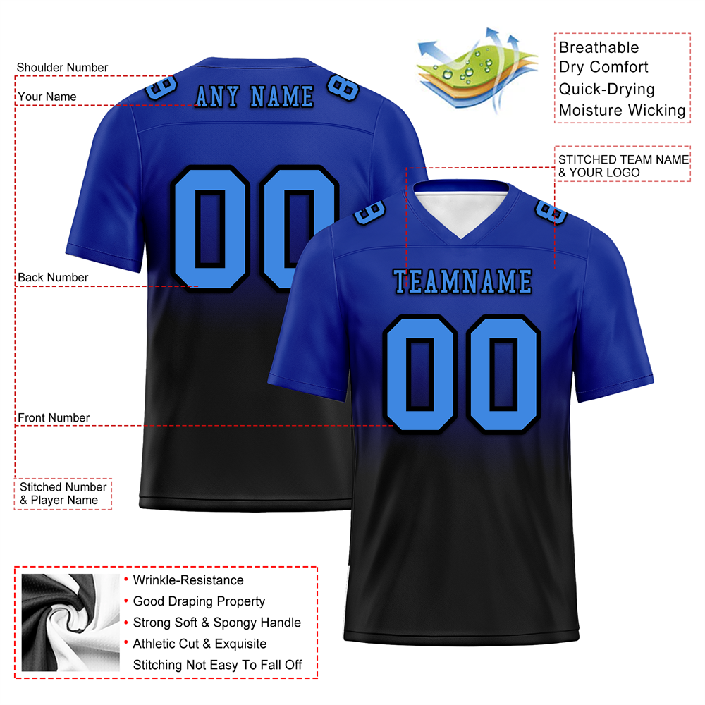 Custom Blue Black Fade Fashion Blue Personalized Authentic Football Jersey FBJ02-bc0f0c7