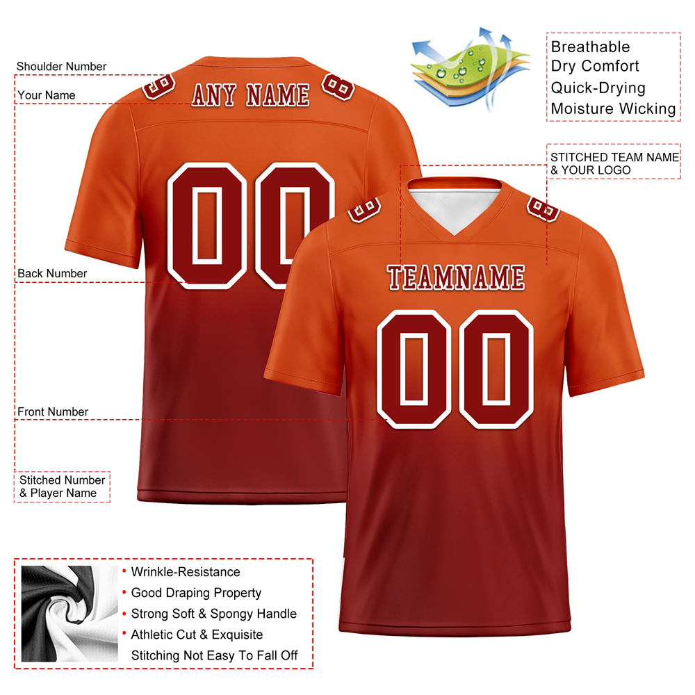 Custom Orange Brown Fade Fashion Brown Personalized Authentic Football Jersey FBJ02-bc0f0c8