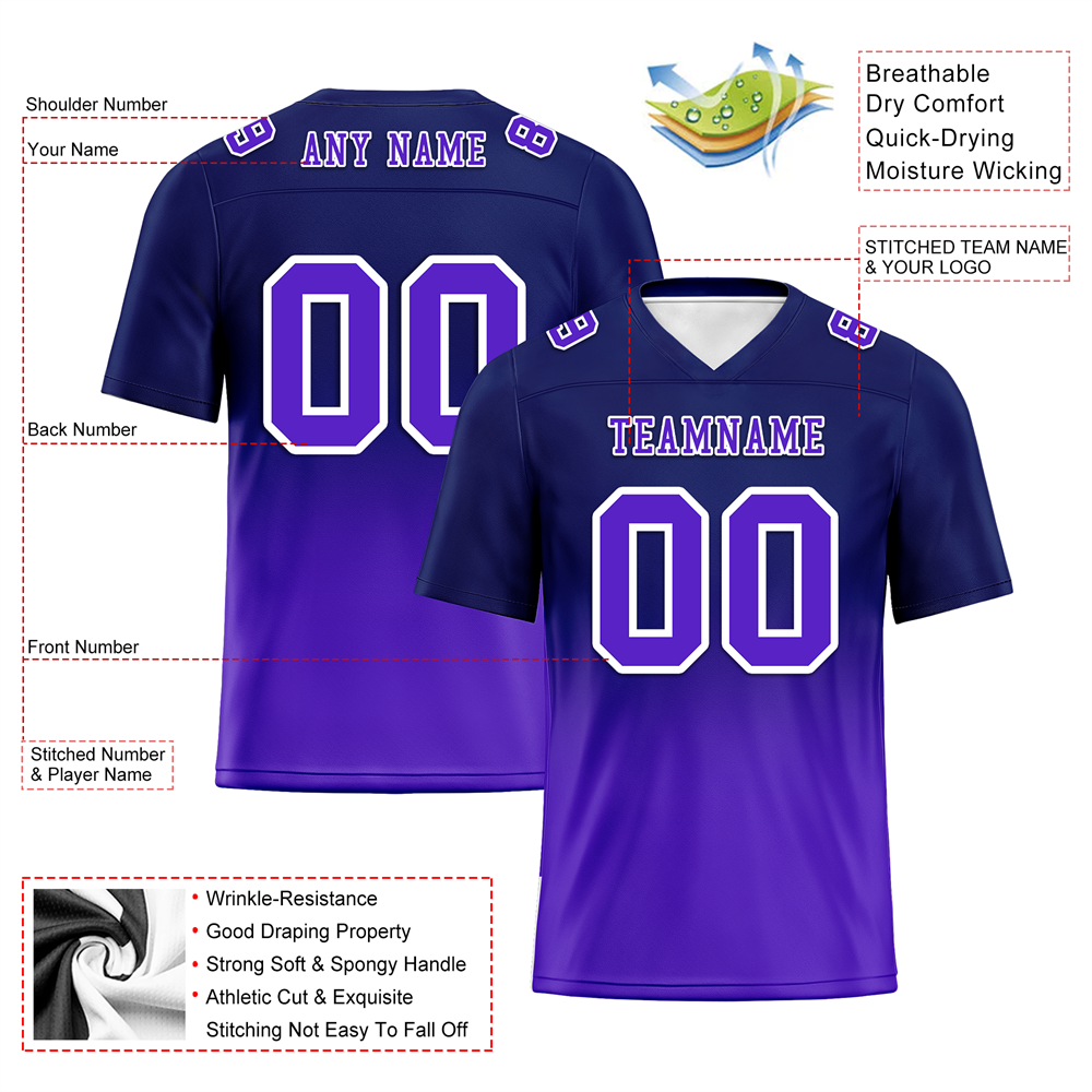 Custom Black Purple Fade Fashion Purple Personalized Authentic Football Jersey FBJ02-bc0f0d0