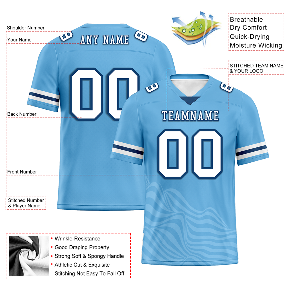 Custom Blue Sleeve Stripes White Personalized Authentic Football Jersey FBJ02-bc0f0db