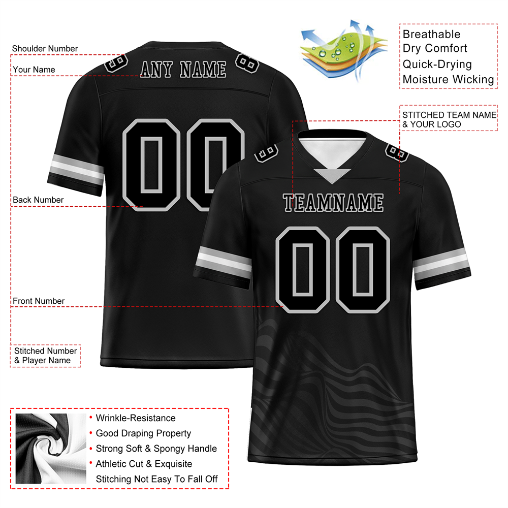 Custom Black Sleeve Stripes Black Personalized Authentic Football Jersey FBJ02-bc0f0dc