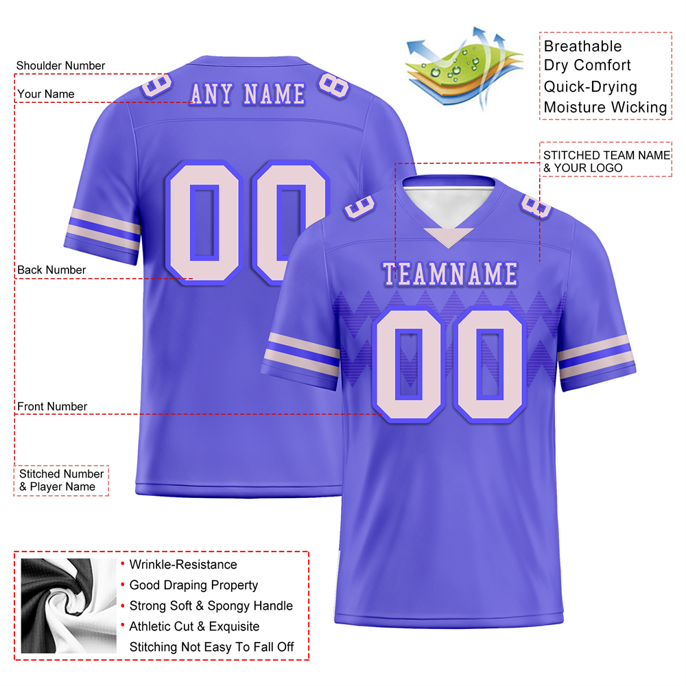 Custom Purple Sleeve Stripes Grey Personalized Authentic Football Jersey FBJ02-bc0f0d8