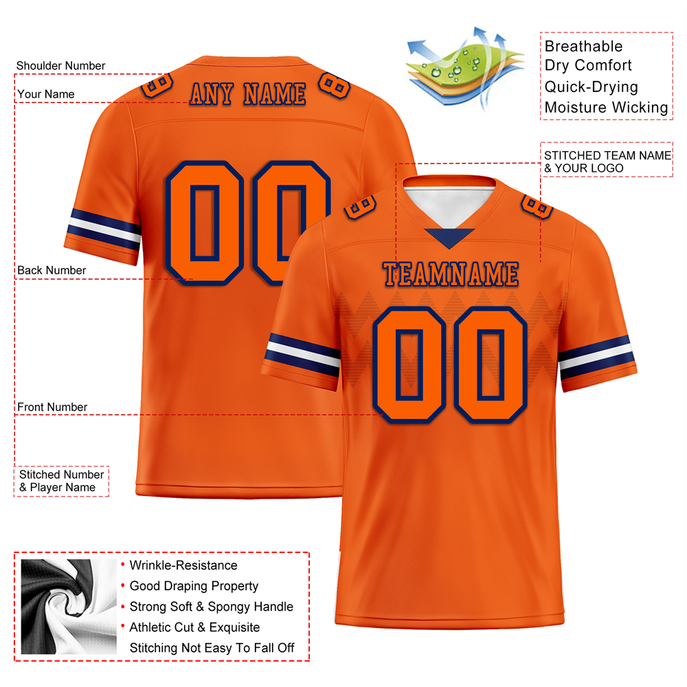 Custom Orange Sleeve Stripes Orange Personalized Authentic Football Jersey FBJ02-bc0f0e0