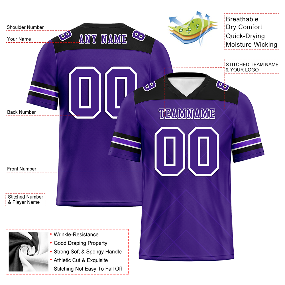 Custom Purple Sleeve Stripes Purple Personalized Authentic Football Jersey FBJ02-bc0f0ea