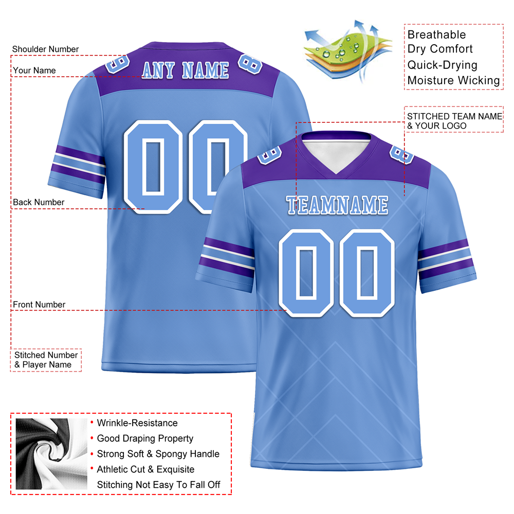 Custom Aqua Sleeve Stripes Aqua Personalized Authentic Football Jersey FBJ02-bc0f0ee